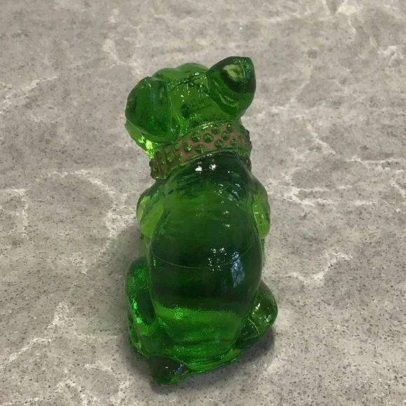 Vtg Westmoreland 2.5” Glass Bulldog Figurine Rhinestone Eyes - Picture 3 of 7